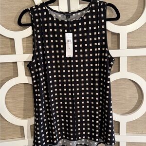 *NWT! Ann Taylor “Black, Ivory, & Caramel” Checkered WM’s Blouse, sz M